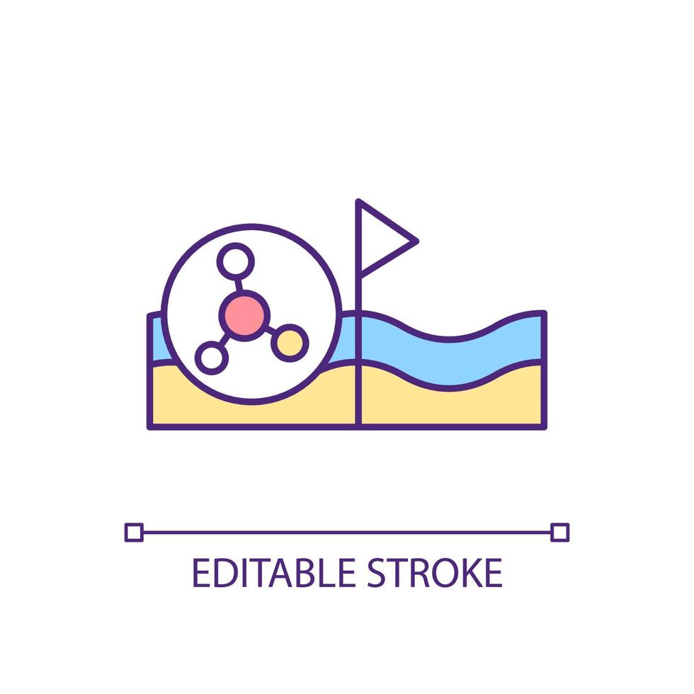 RGB-Farbsymbol für Meerwasserqualität. grenzüberschreitende Verschmutzung. chemische Elemente im Meerwasser. isolierte Vektorillustration. einfache gefüllte Strichzeichnung. vektor