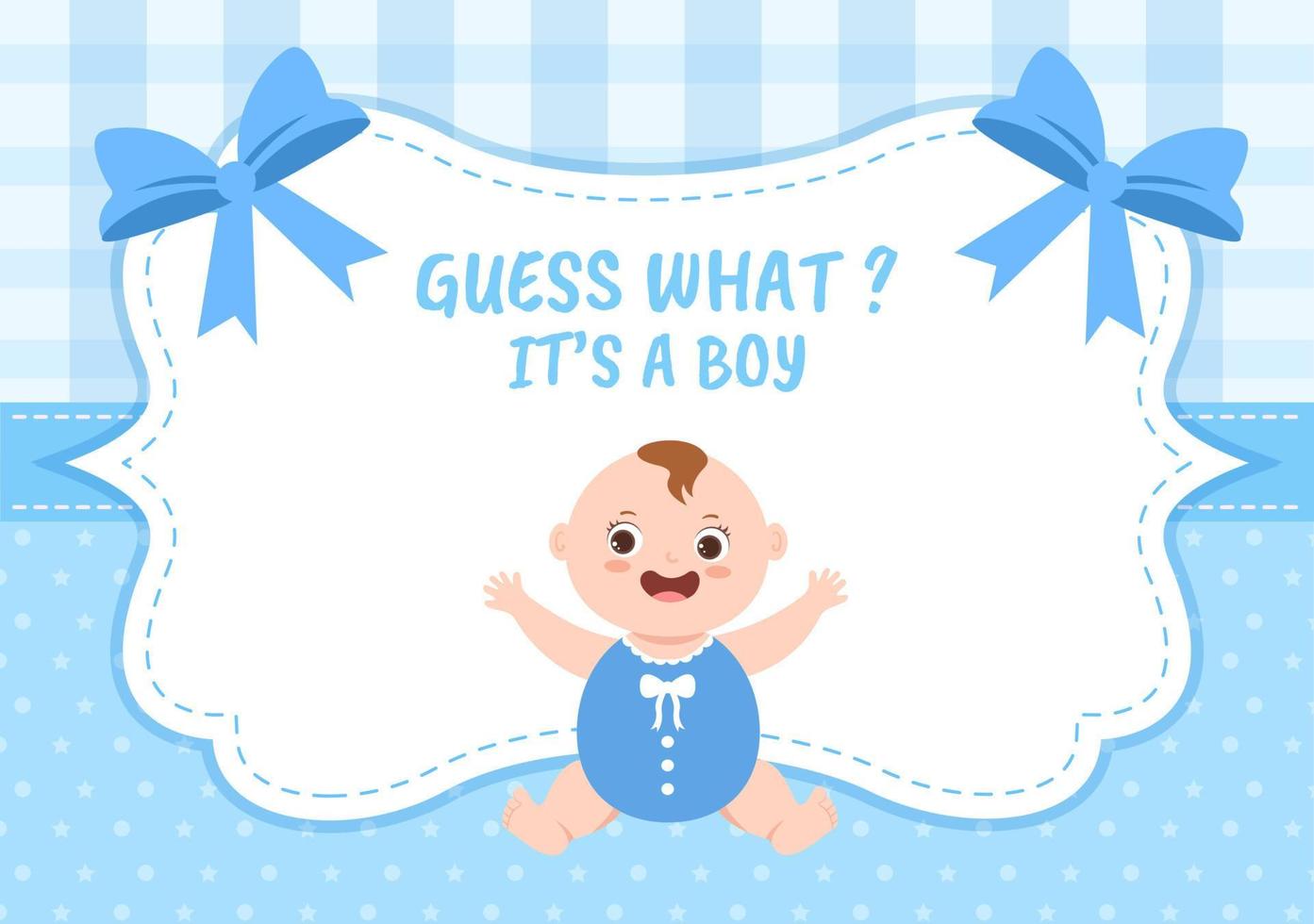 Geburtsfoto ist es ein Junge mit einem Babybild und blauer Farbhintergrundkarikaturillustration für Grußkarte oder Schild vektor