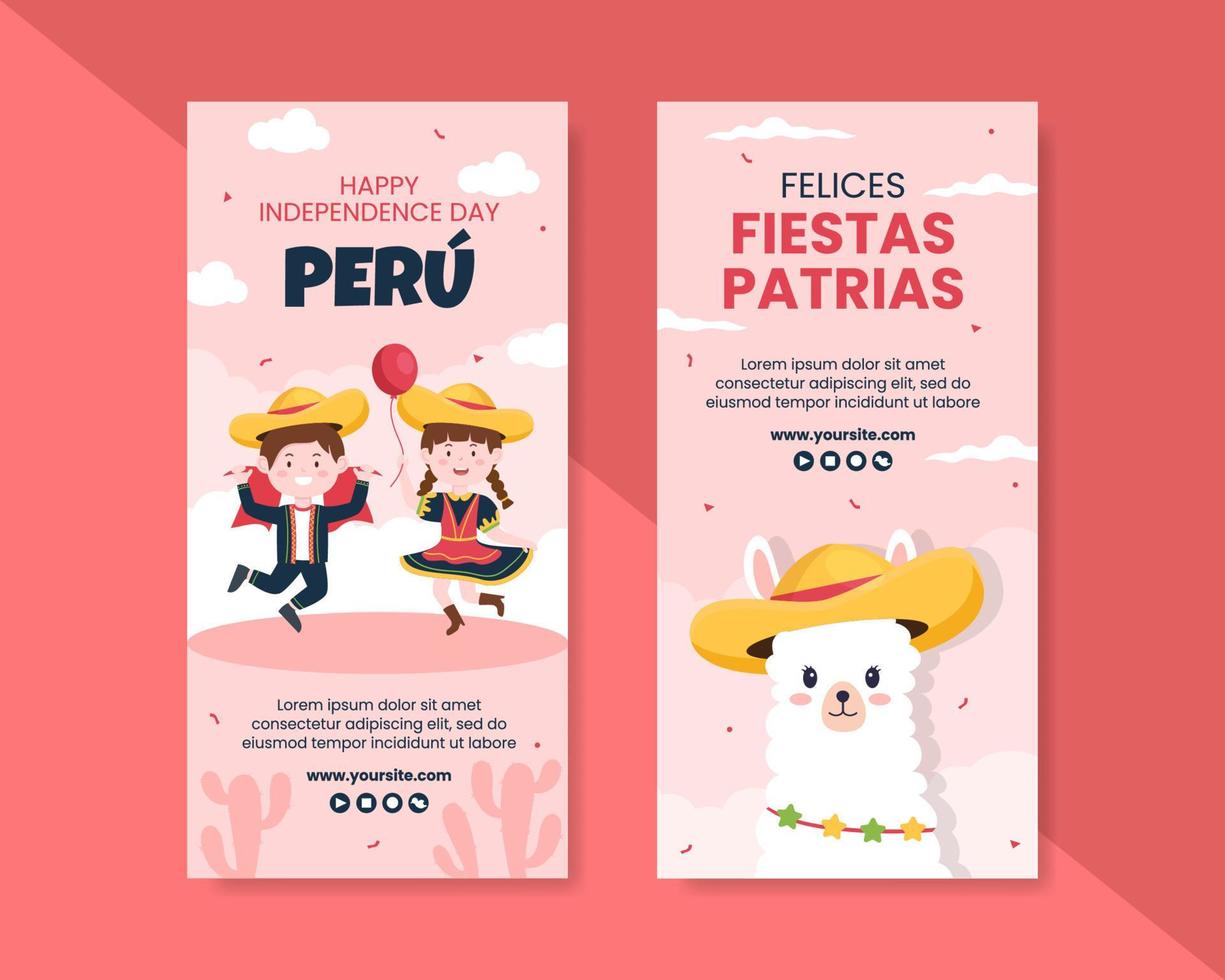 fiestas patrias peru geschichten vorlage social media flache cartoon hintergrund vektorillustration vektor