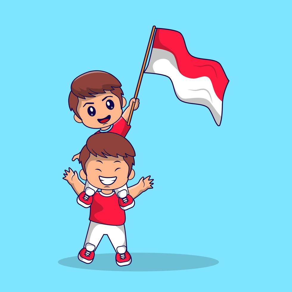 söt maskot för Indonesiens självständighetsdag 17 augusti vektor