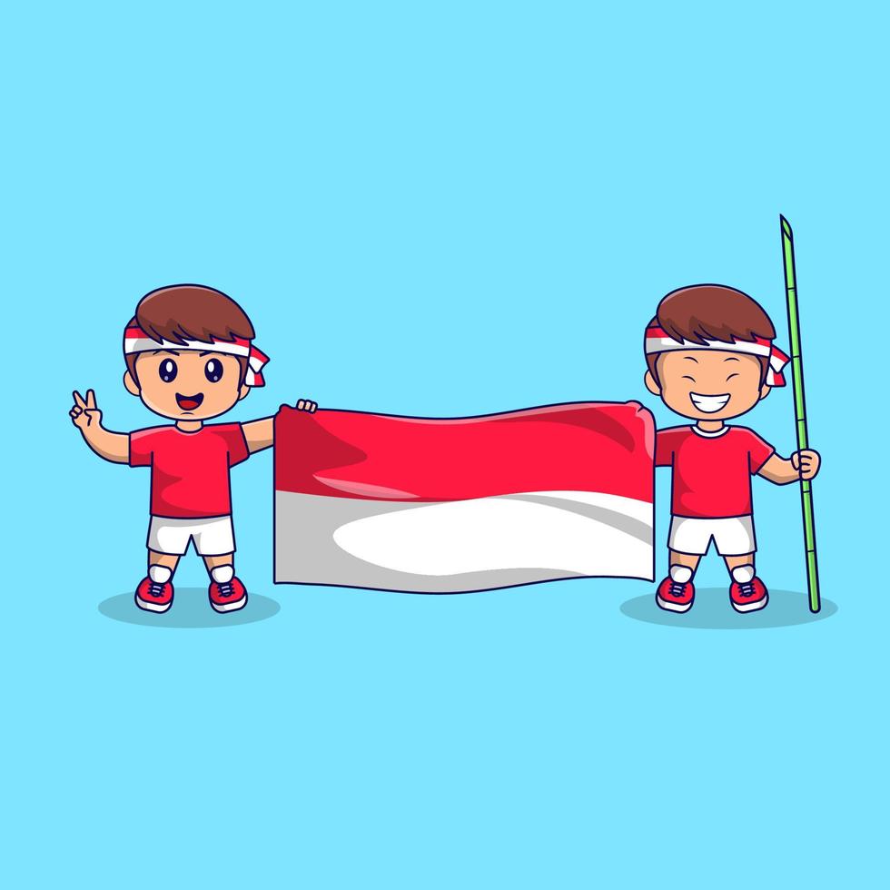 süßes indonesisches unabhängigkeitstag-maskottchen am 17. august vektor