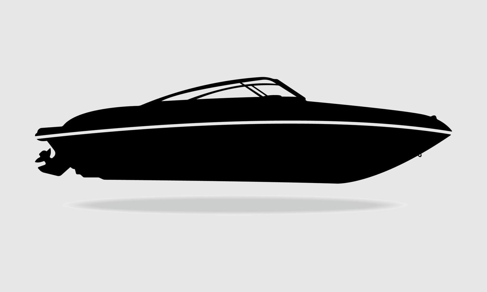 snabbbåt, motorbåt siluett, motorbåt illustration. vektor