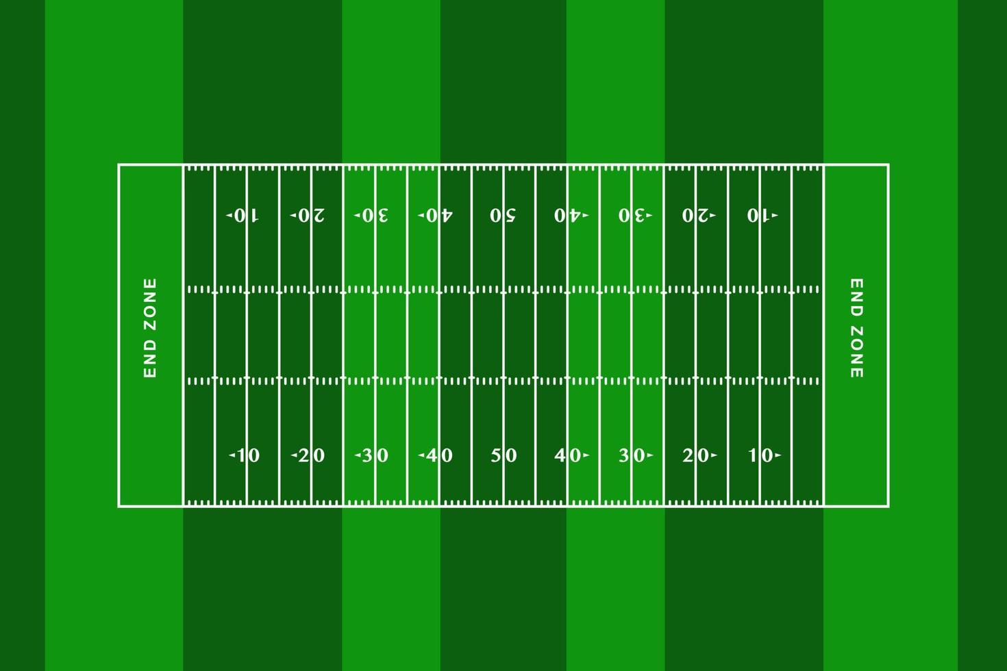 mått på amerikansk fotbollsplan. kontur fotboll lekplats ovanifrån. vektor