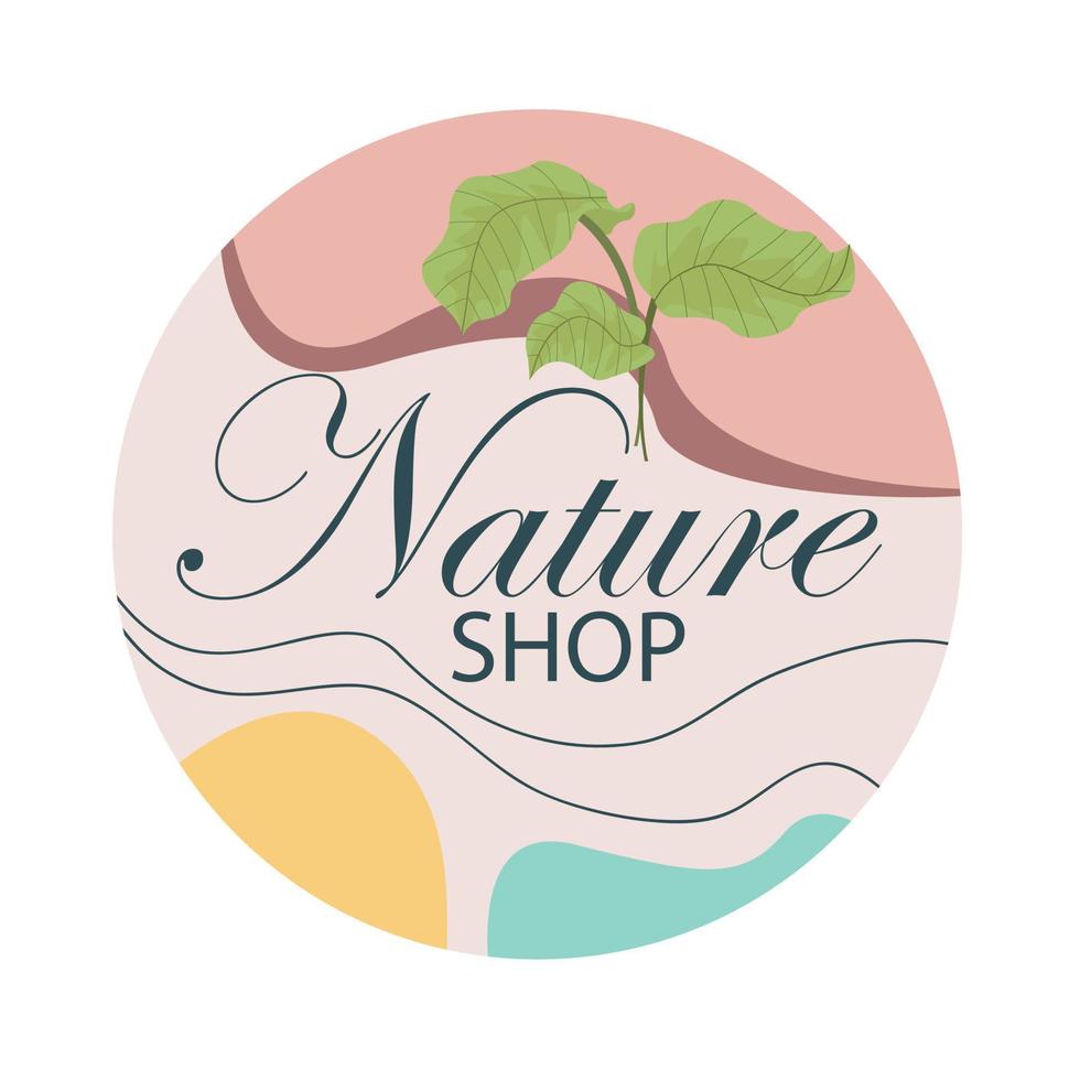 Naturshop-Logo mit niedlichem Grasbaum vektor