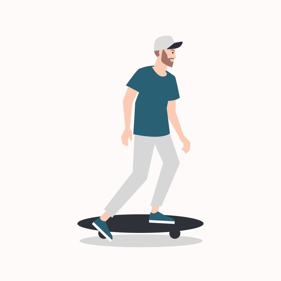 stylischer Skater in Jeans und Sneakers. Skateboard. Vektorillustration für eine Postkarte oder ein Plakat, Druck für Kleidung. Straßenkulturen. vektor