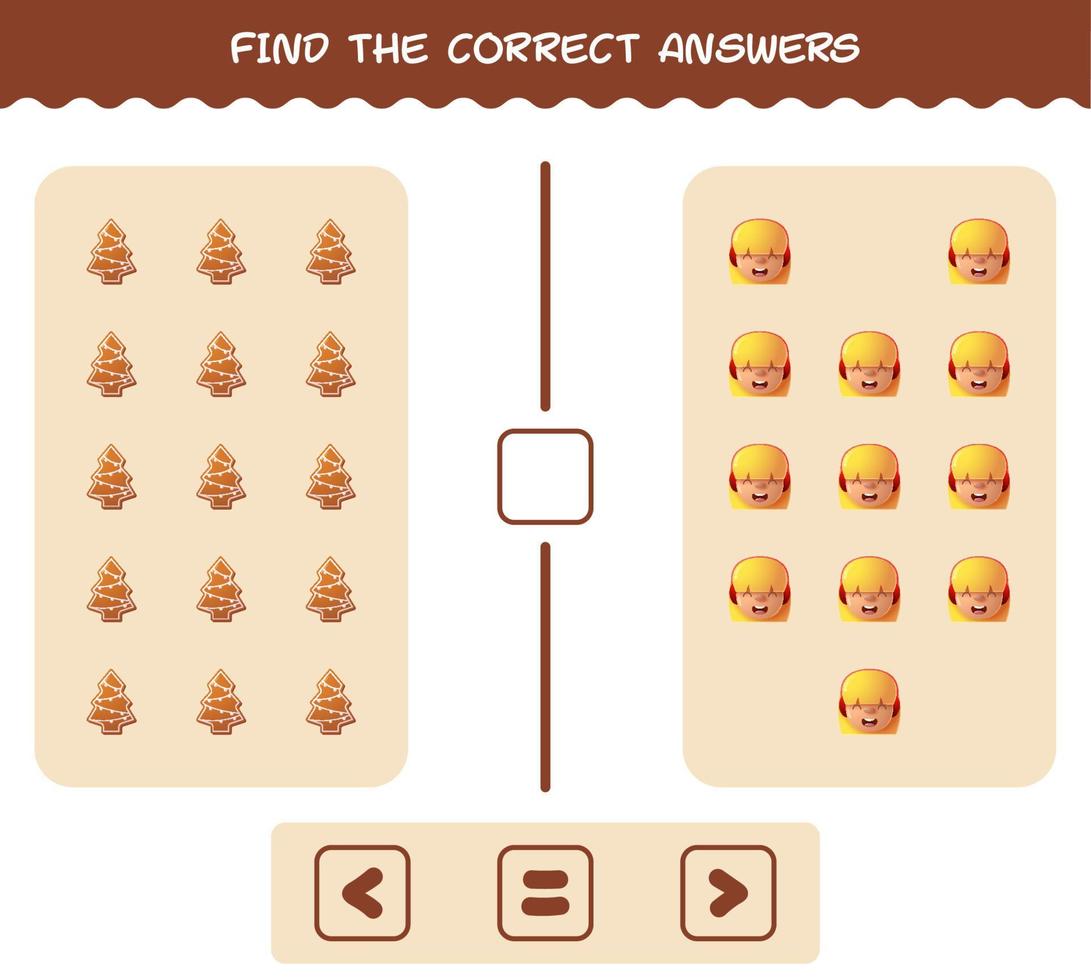 hitta de rätta svaren för tecknad jul. leta och räkna spel. pedagogiskt spel för barn och småbarn i förskoleåldern vektor