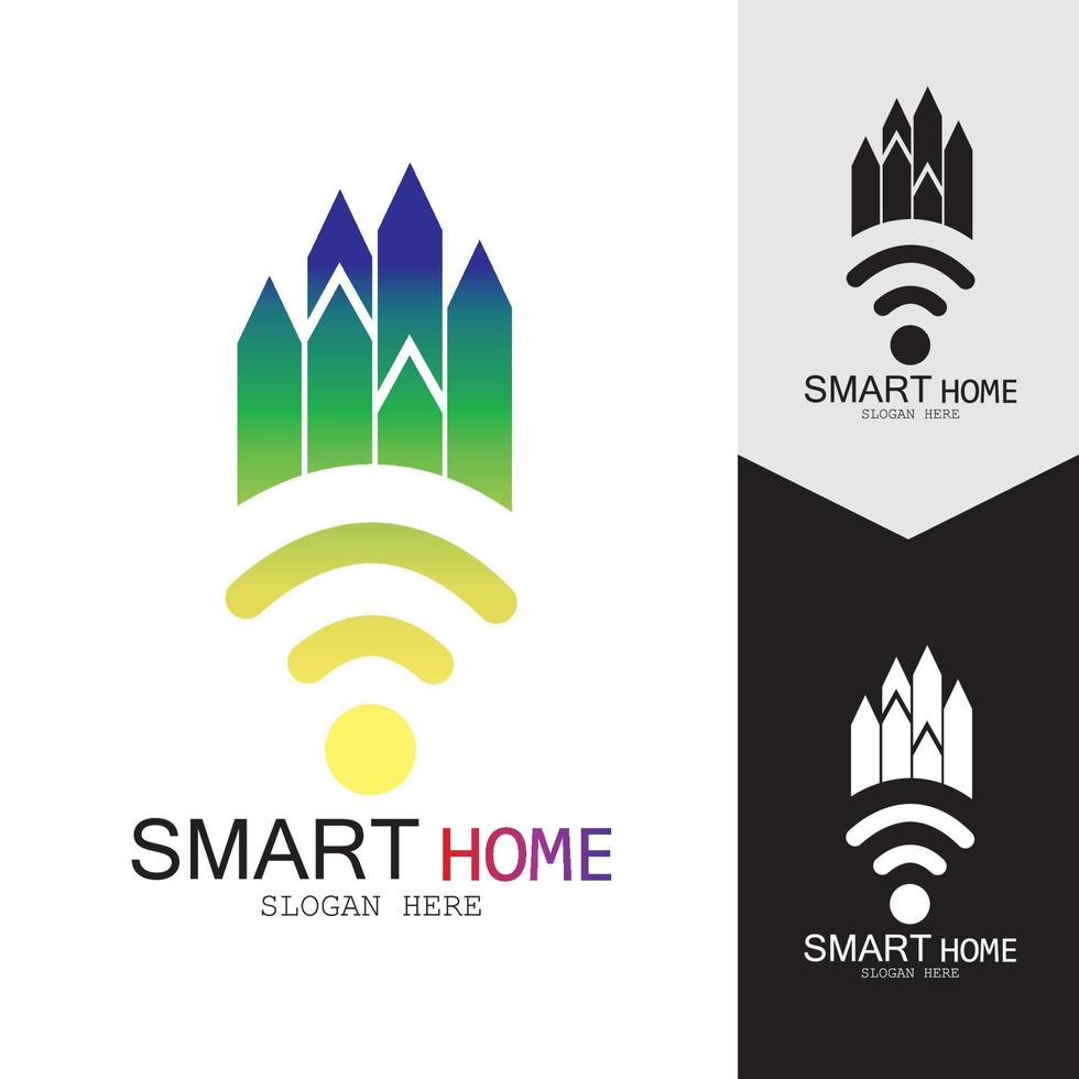 wifi haus vektor logo.smart city tech symbol vektor. Stadtnetz-Logo-Konzeptvektor