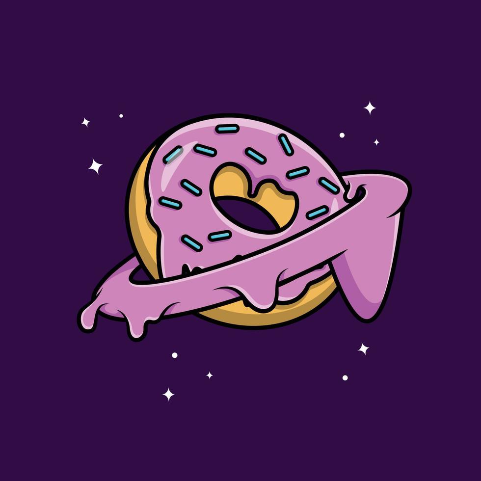 donut planet cartoon vektor symbol illustration. Lebensmittel-Icon-Konzept isolierter Premium-Vektor.