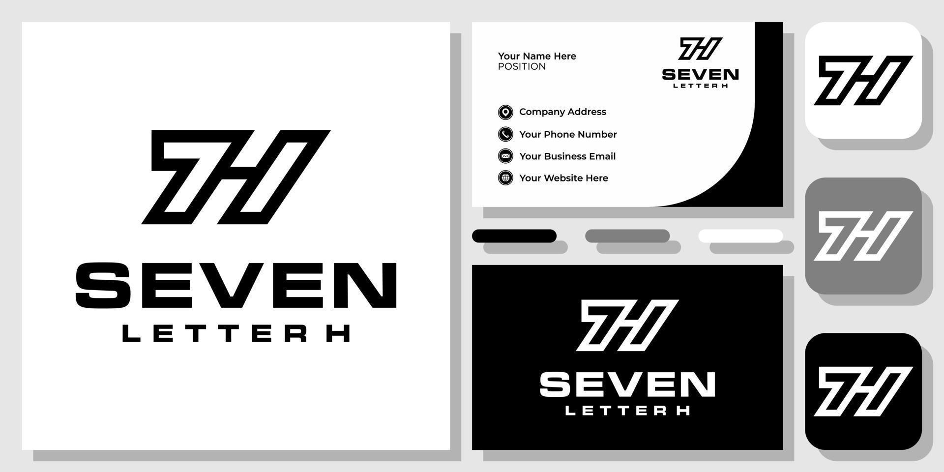 Initialen Buchstaben 7h h7 Monogrammnummer sauberes modernes Symbol-Logo-Design mit Visitenkartenvorlage vektor