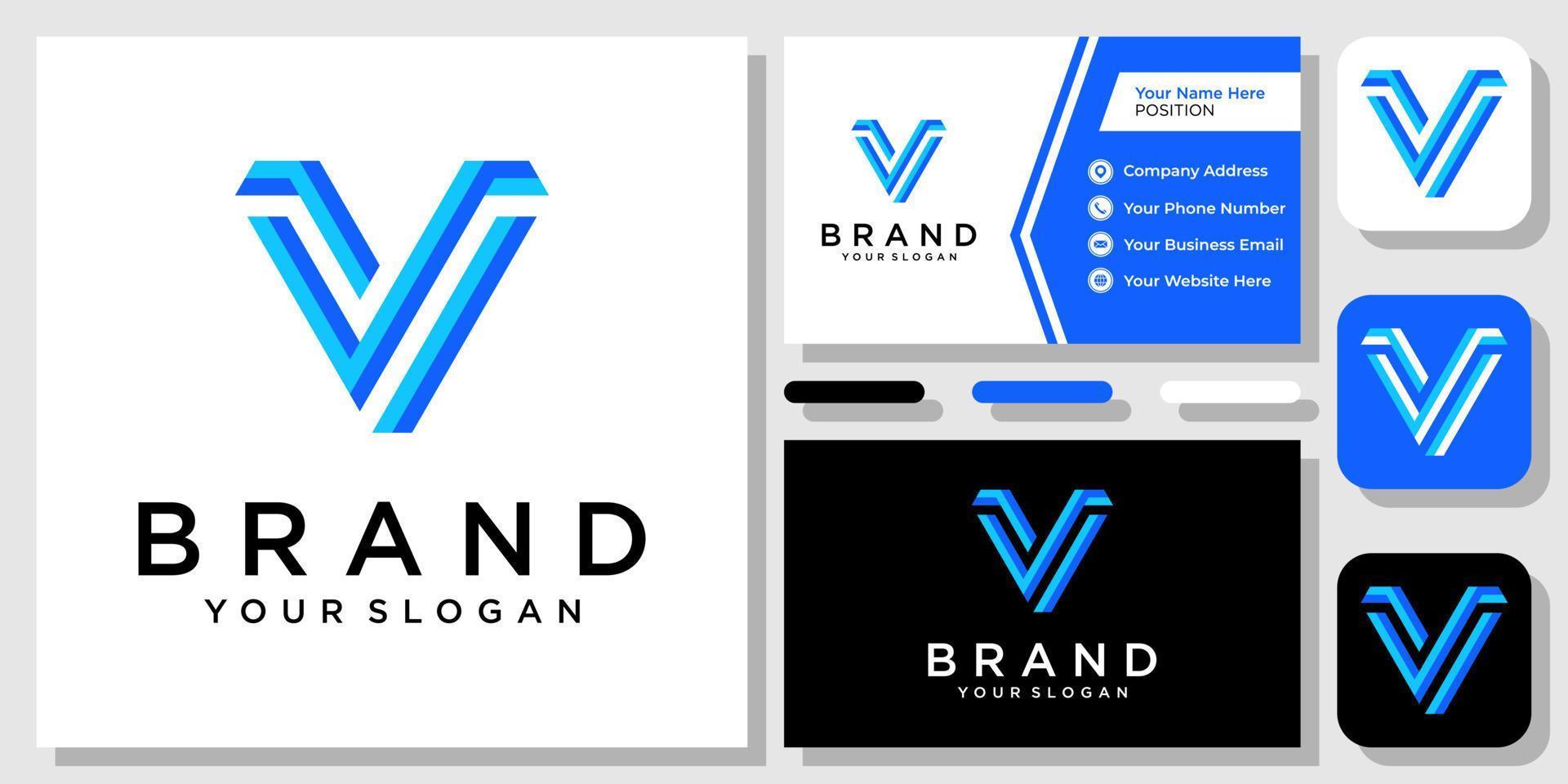 initial bokstav v 3d färgglada skarpa geometriska monogram modern ikon logotyp design visitkortsmall vektor