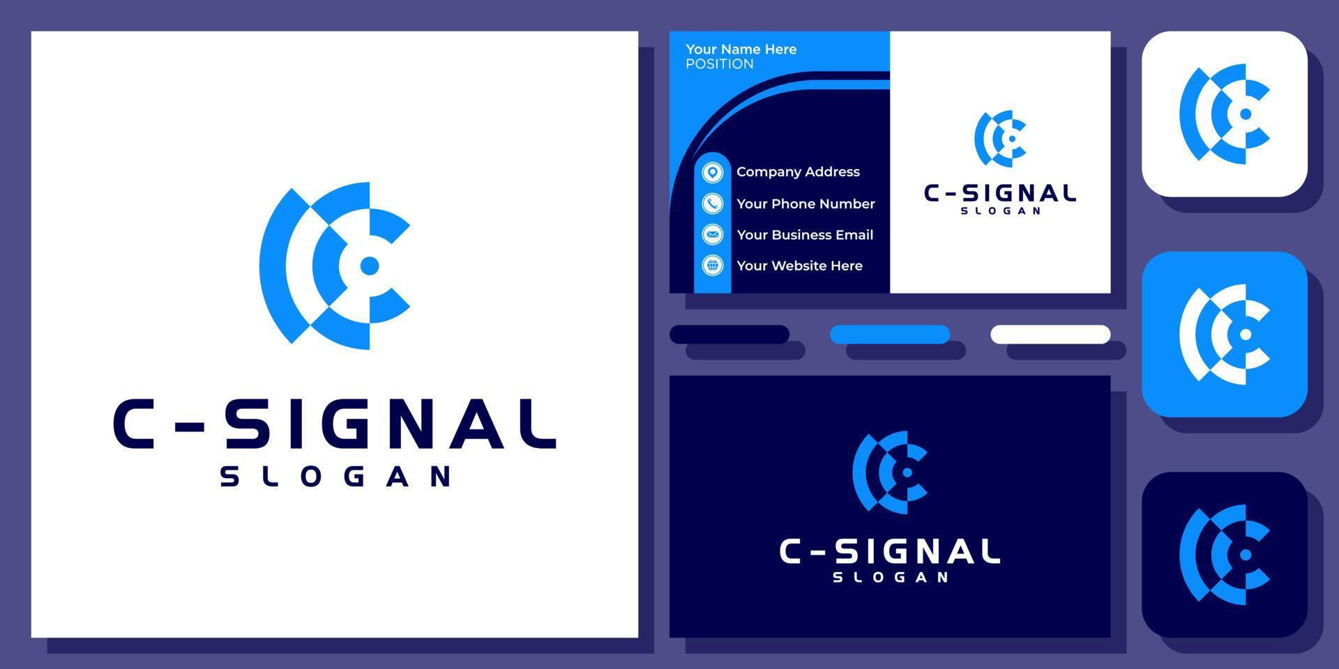 initial bokstav c signal internet teknik wifi ansluta monogram vektor logotyp design med visitkort