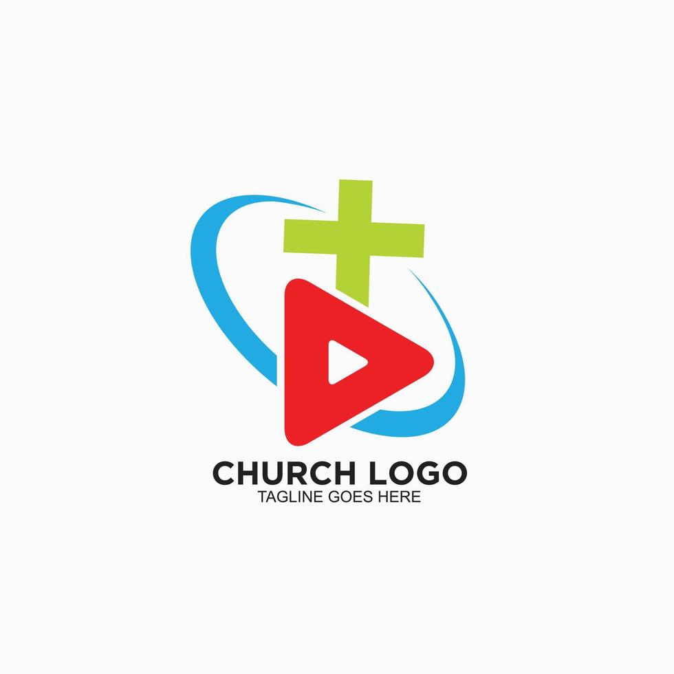 cross logo design vektor ikon med online koncept för kristna kyrkan