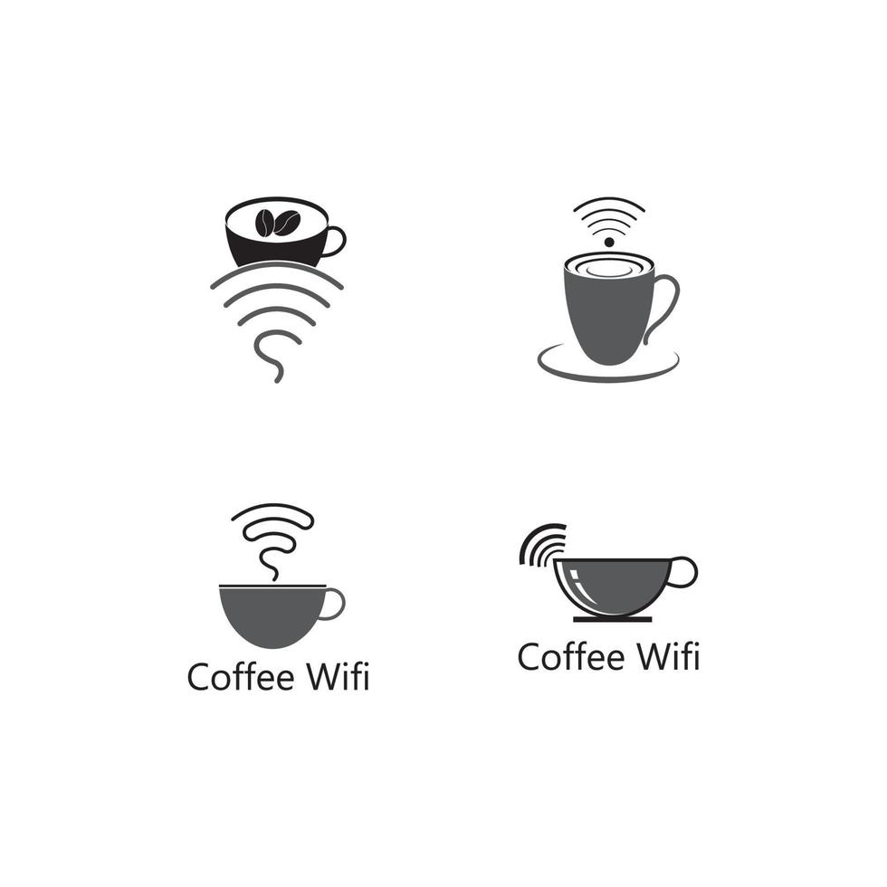 Kaffeetasse mit WLAN-Vektorsymbol-Logo. vektor