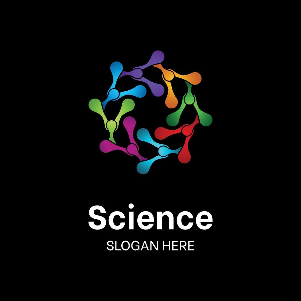 färgglad cirkel vetenskap logotyp mall med färggradient stil vektor