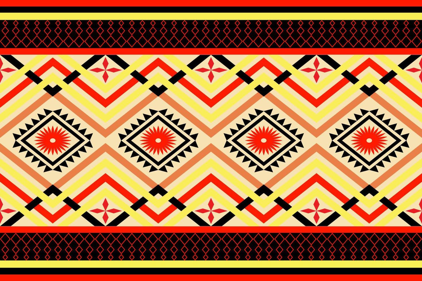 färgglad geometrisk etnisk sömlös mönsterdesign för tapeter, bakgrund, tyg, gardin, matta, kläder och omslagsvektorillustration. vektor