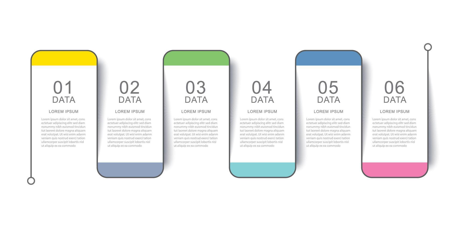 6 data infographics flik tunn linje index mall. vektor illustration abstrakt fyrkantig infographic bakgrund.