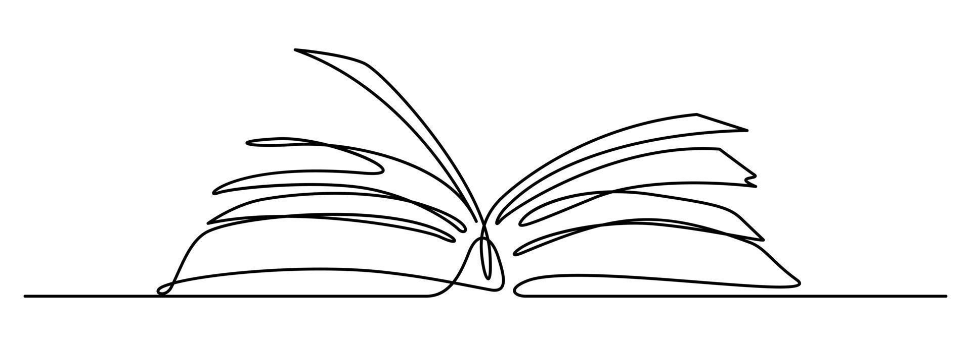 öppen bok en rad ritning illustration vektor