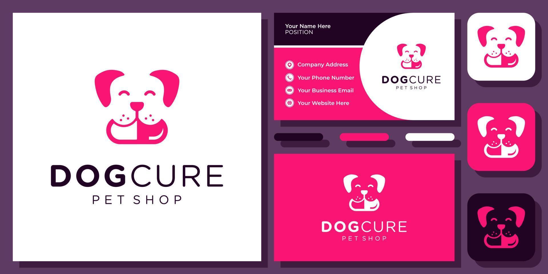 Hund Heilung Medizin Gesundheitswesen medizinische Klinik Zoohandlung Tier Vektor Logo Design mit Visitenkarte