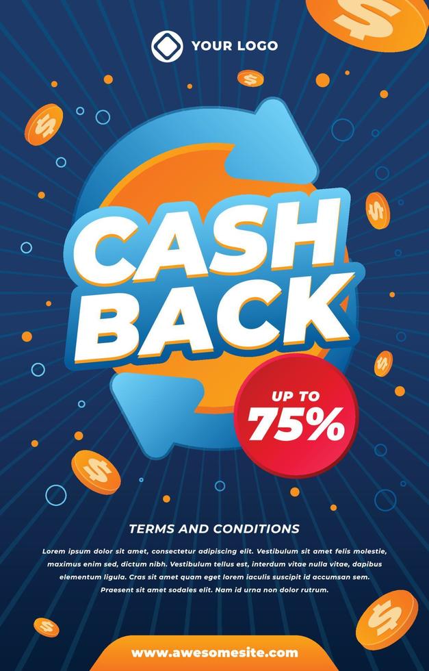 Werbeplakat für den Cash-Back-Verkauf vektor