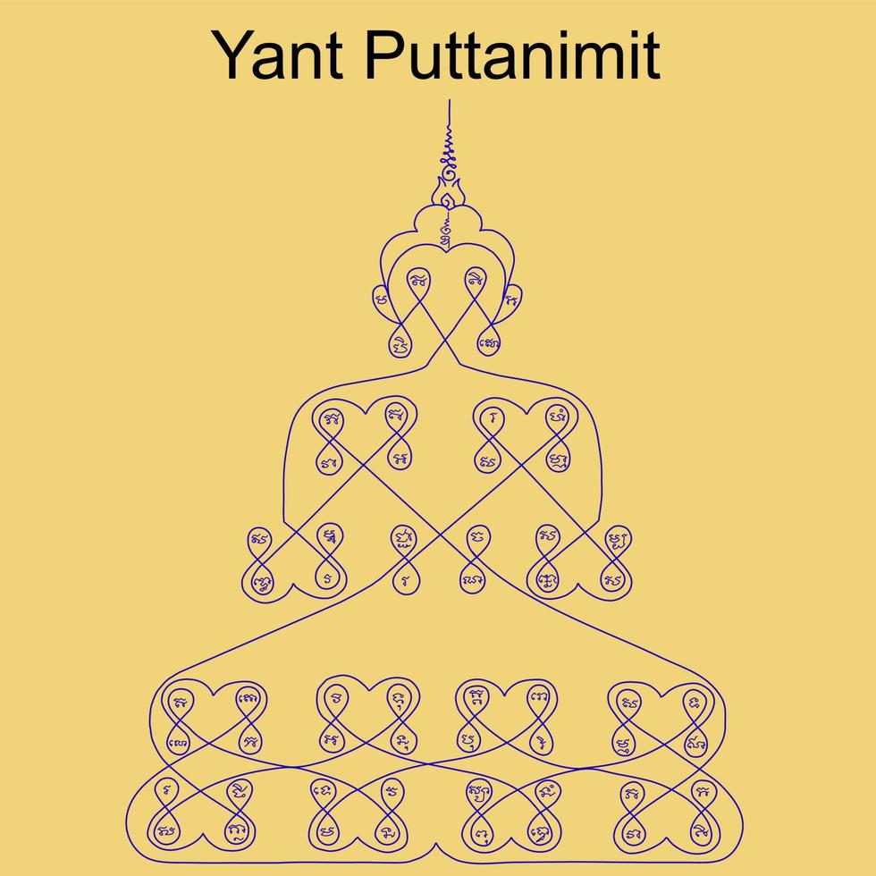 thailändska gamla traditionella talismannamnet på thailändska språket är puttanimit. den har egenskaper som undviker fara, frambringar tur och förmögenhet och att bli älskad av alla. vektor