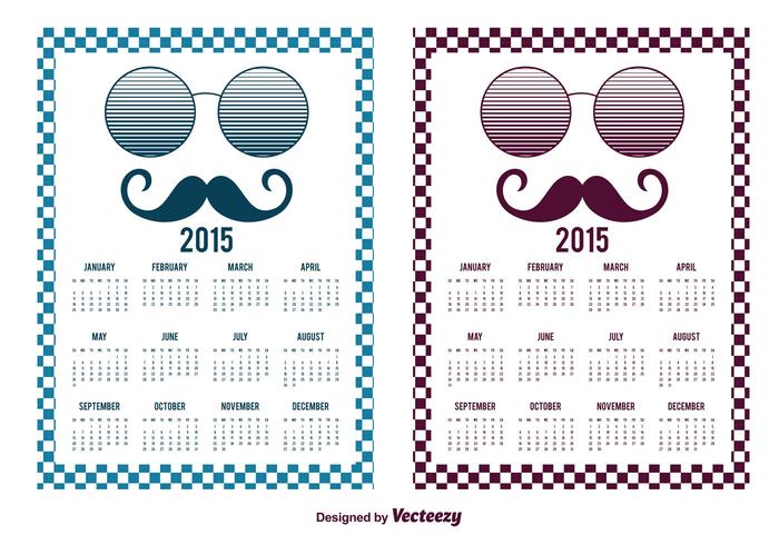 Hipster Style 2015 Kalenderkort vektor