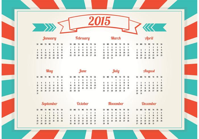 Retro Style 2015 Kalender vektor
