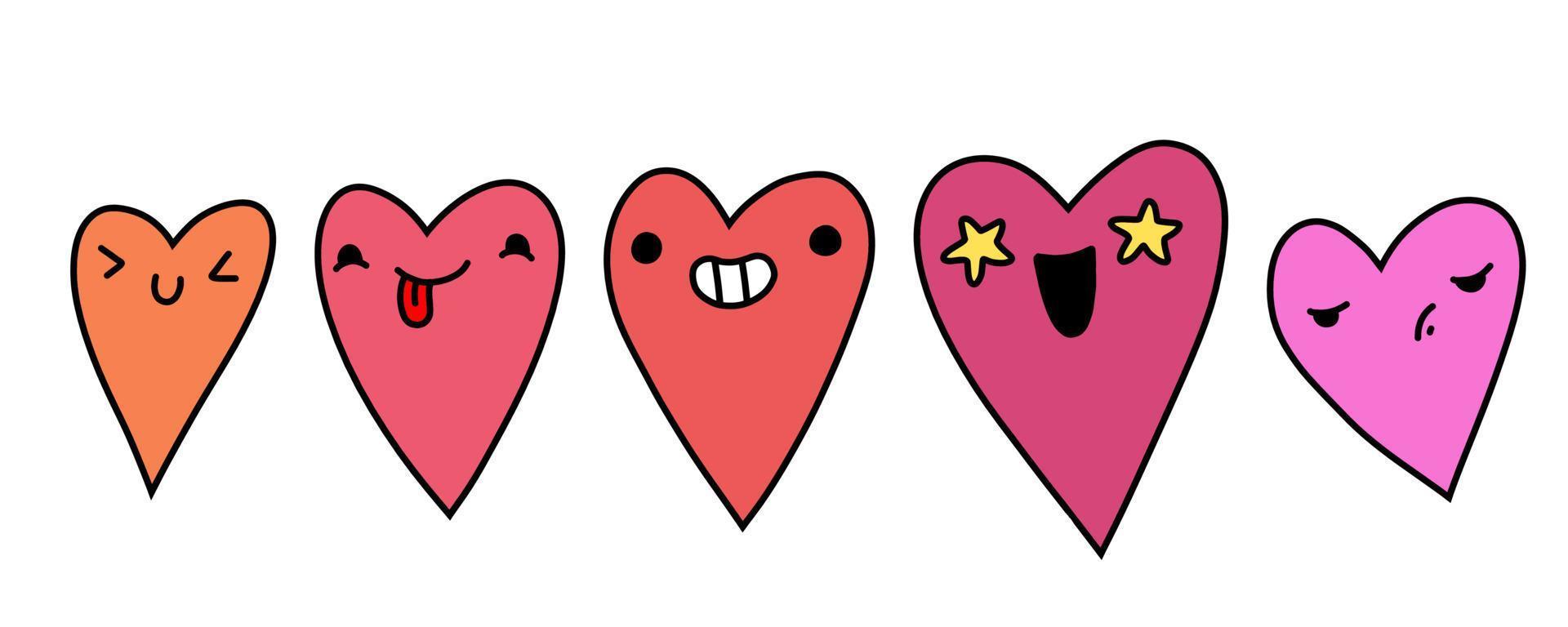 hjärta karaktär. tecknad hjärta emoji. lager vektor klistermärke platt illustration på en vit bakgrund.