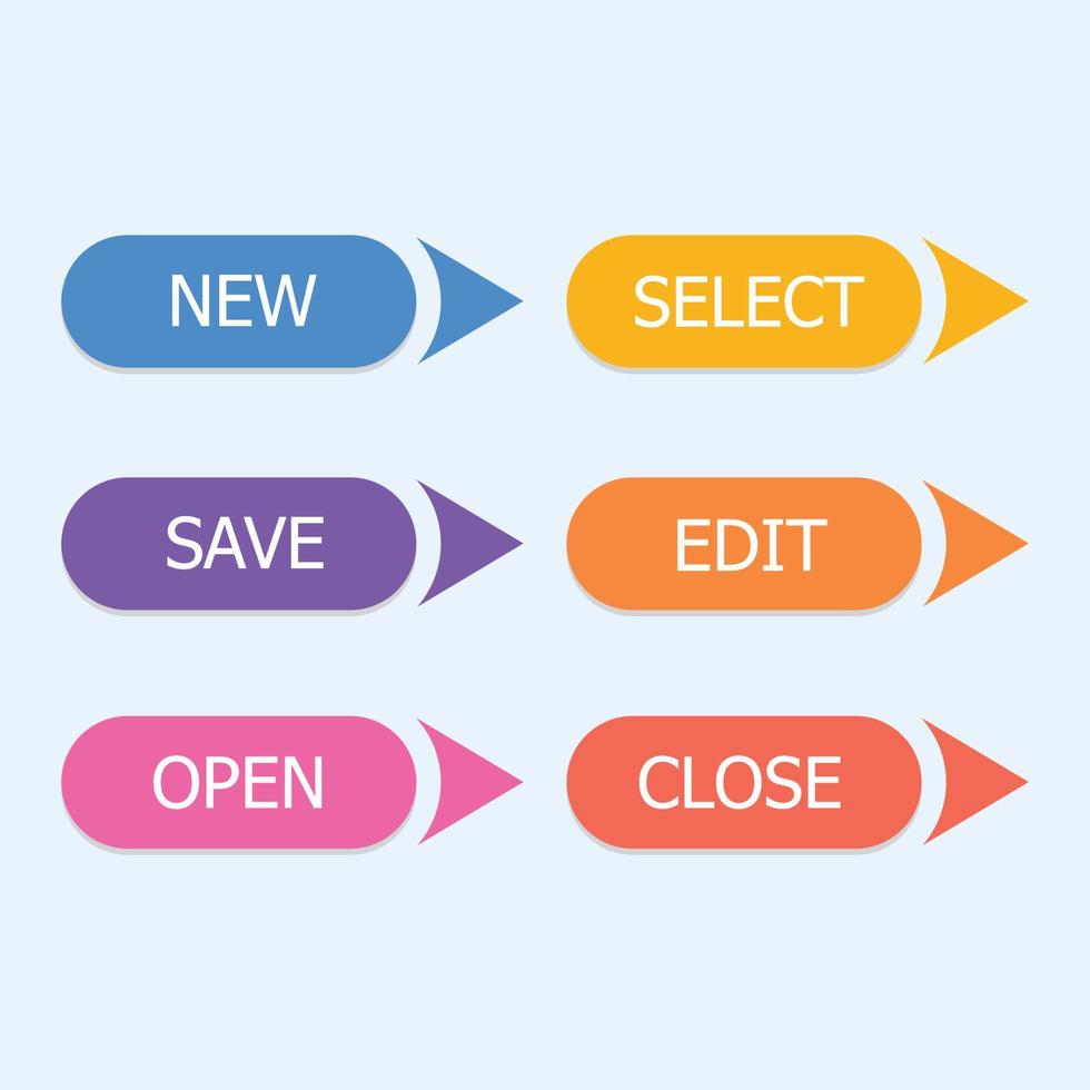 modern vektor uppsättning trendiga platta knappar. ikoner för webbdesign och gränssnitt