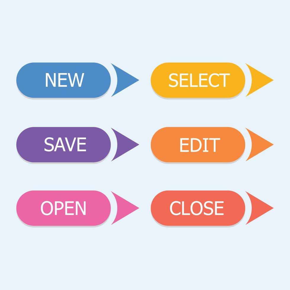 moderner vektorsatz trendige flache knöpfe. Symbole für Webdesign und Schnittstelle vektor