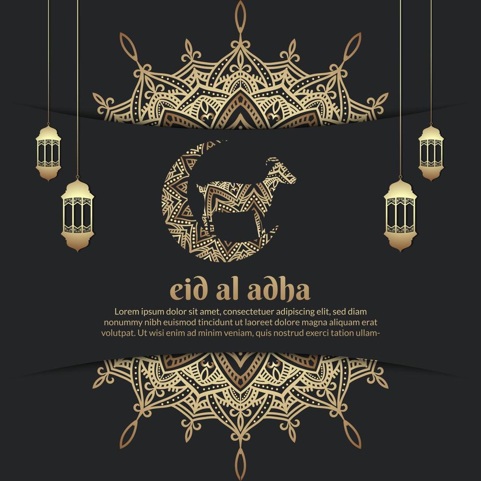 eid al adha mubarak inlägg på sociala medier, islamisk banderoll, gratulationskort vektor