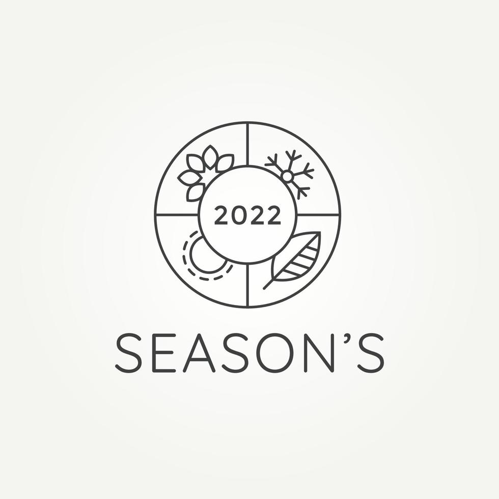 vier Jahreszeiten im Kreis Stil Linie Kunst Logo Vorlage Vektor Illustration Design. minimalistisches einfaches logo-konzept für winter-, frühlings-, sommer- und herbstsaison