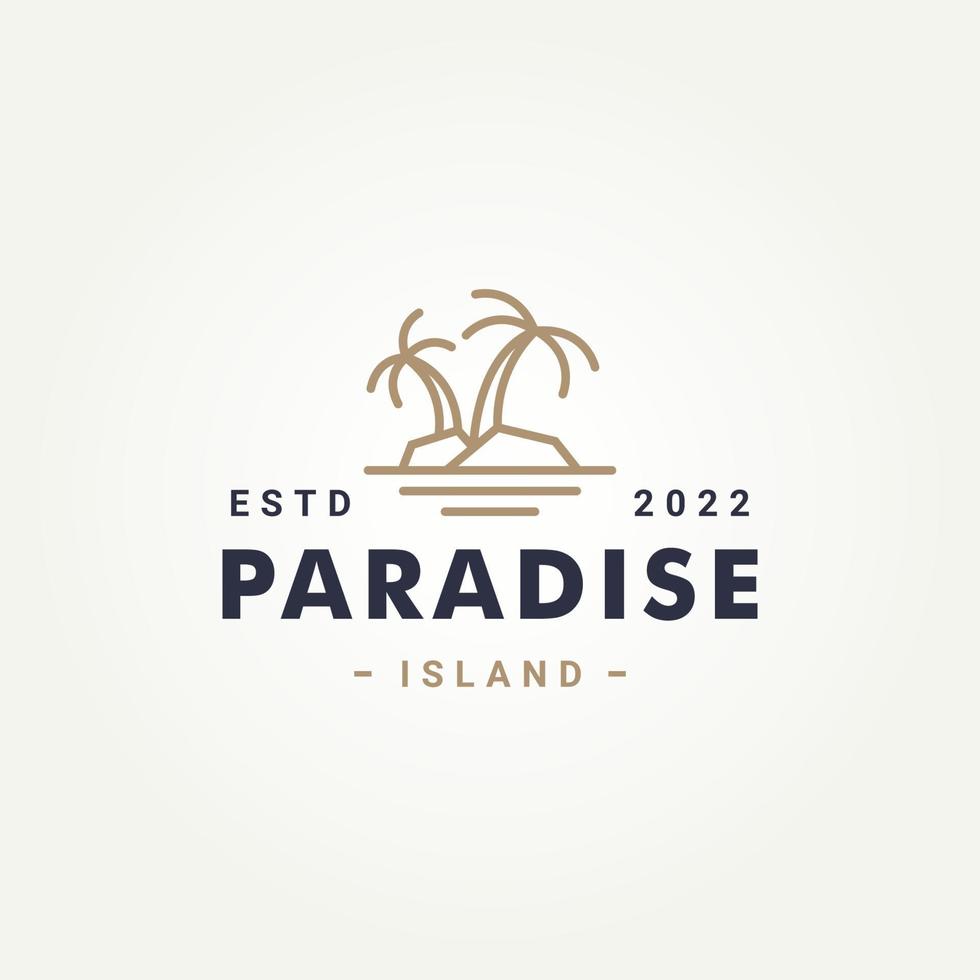 Paradies Insel einfache Linie Kunst Logo Vorlage Vektor Illustration Design. minimalistische elegante strandinsel mit kiefernlogokonzept