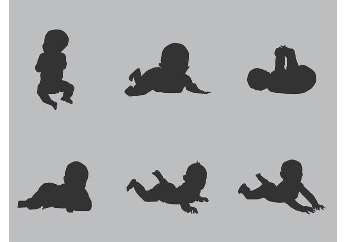 Gratis Vector Baby Silhouette Set