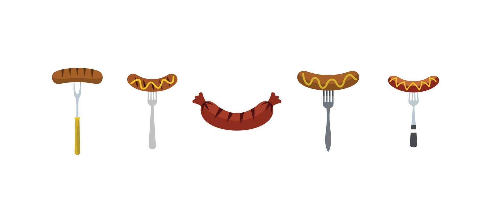 Wurst-Icon-Set, flachen Stil vektor