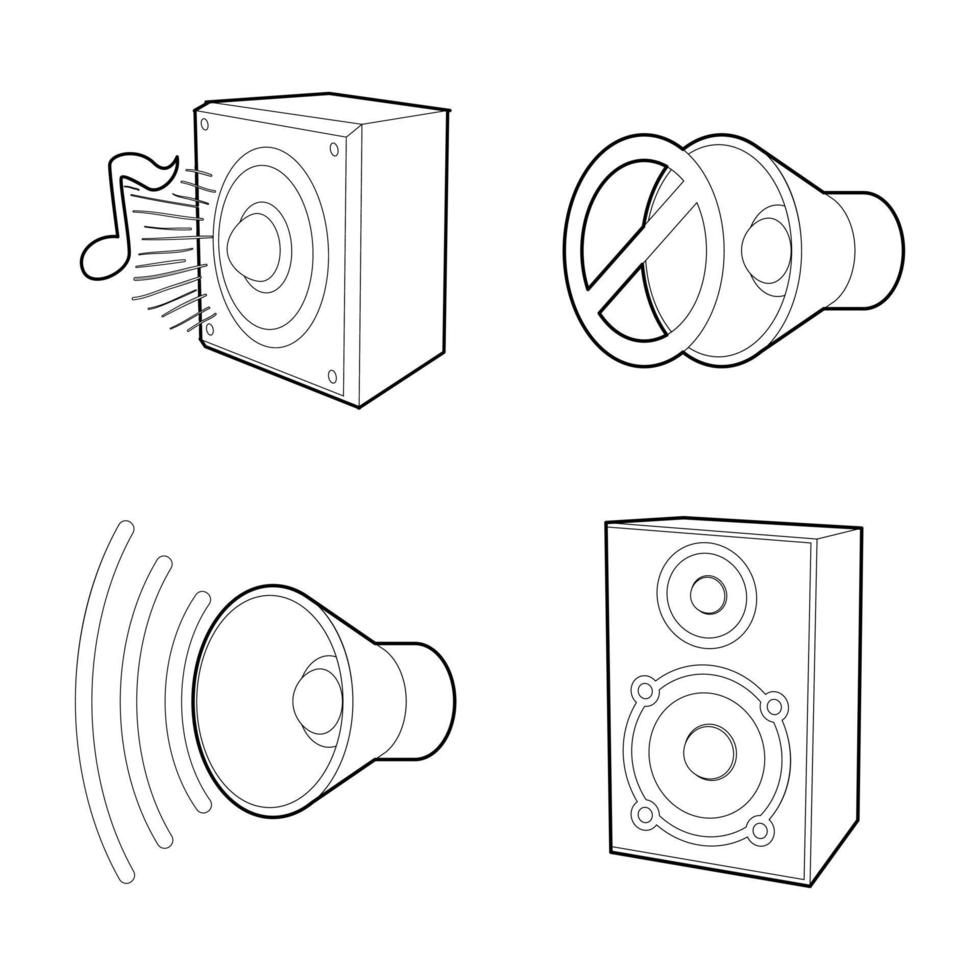 Lautsprecher-Icon-Set, Outline-Stil vektor