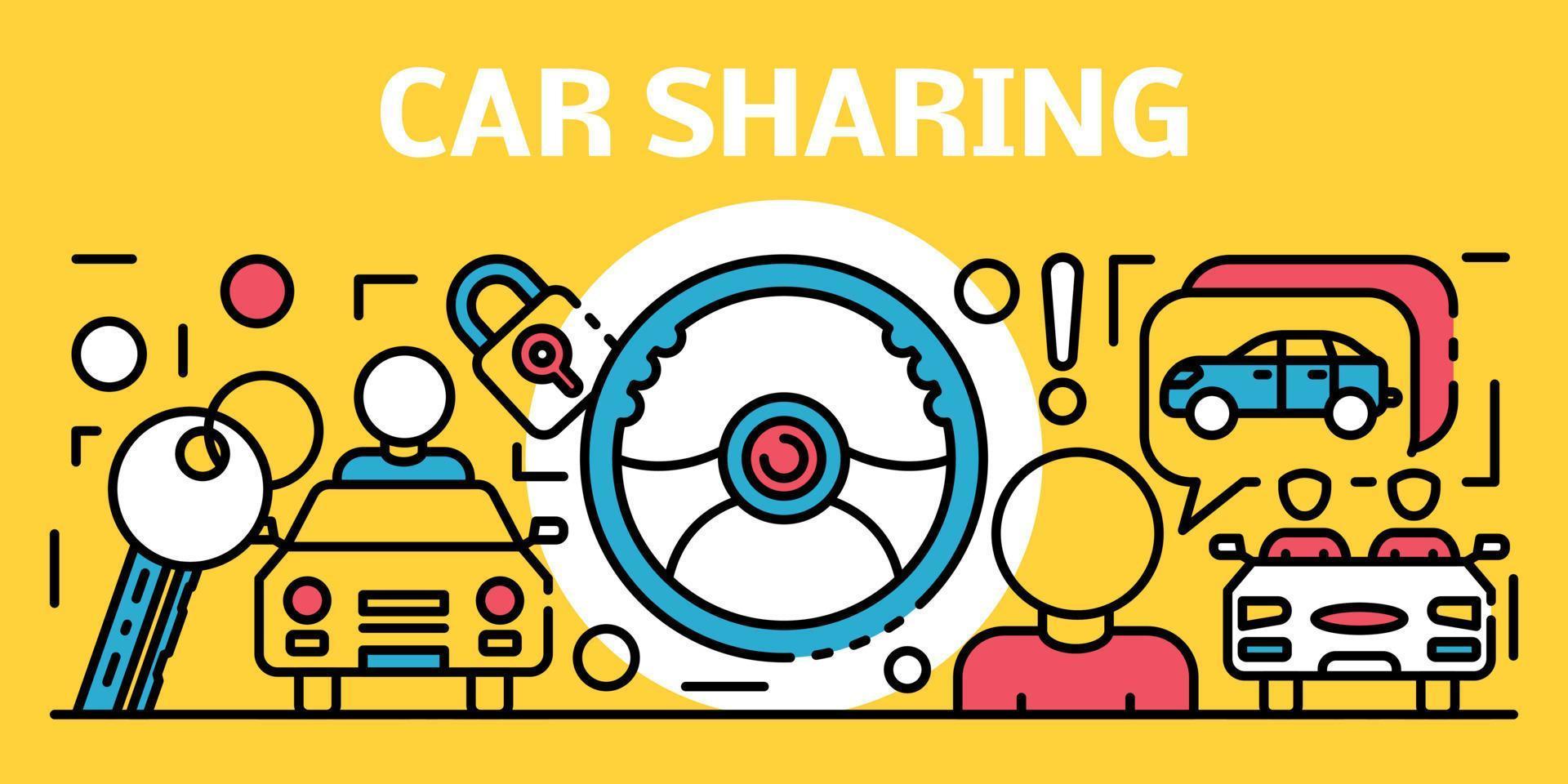 car-sharing-banner, umrissstil vektor
