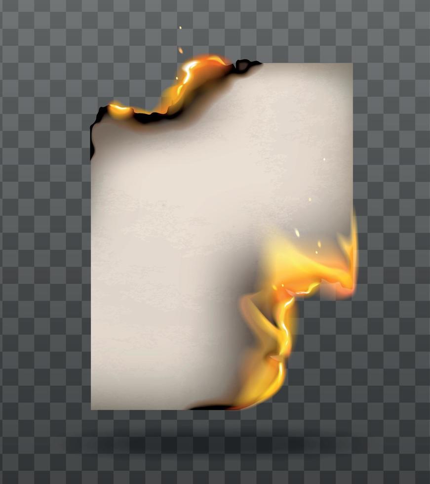 realistische zusammensetzung des brennenden papiers vektor