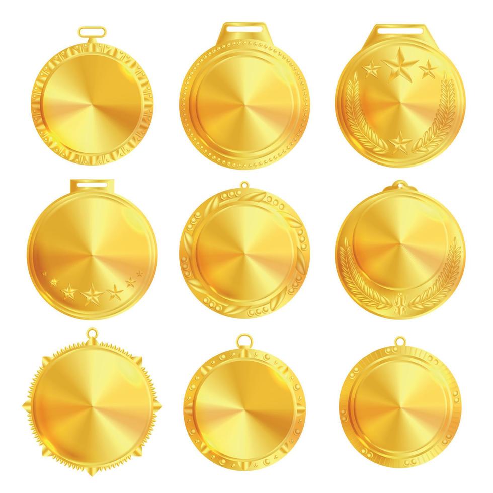 Goldmedaille realistisches Set vektor