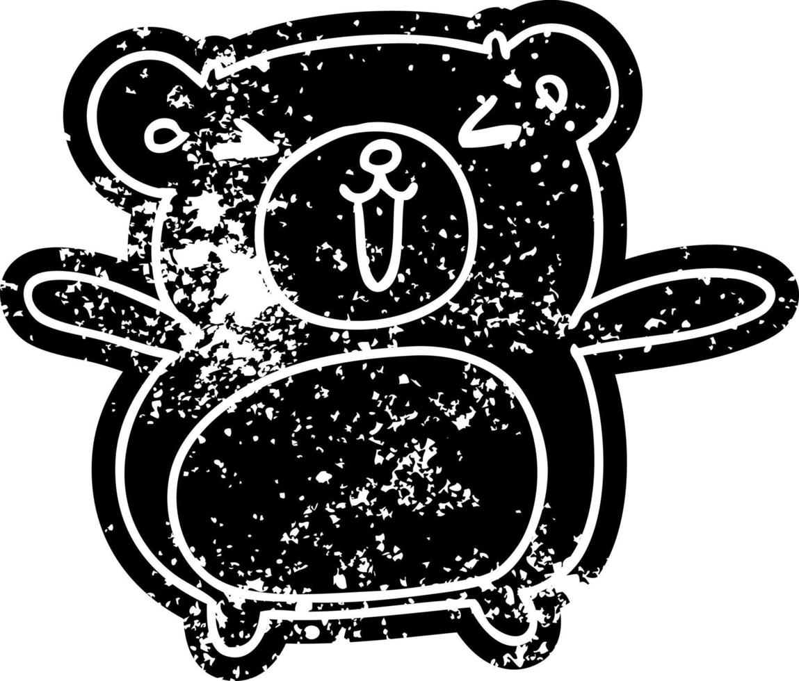grunge ikon kawaii söt nallebjörn vektor
