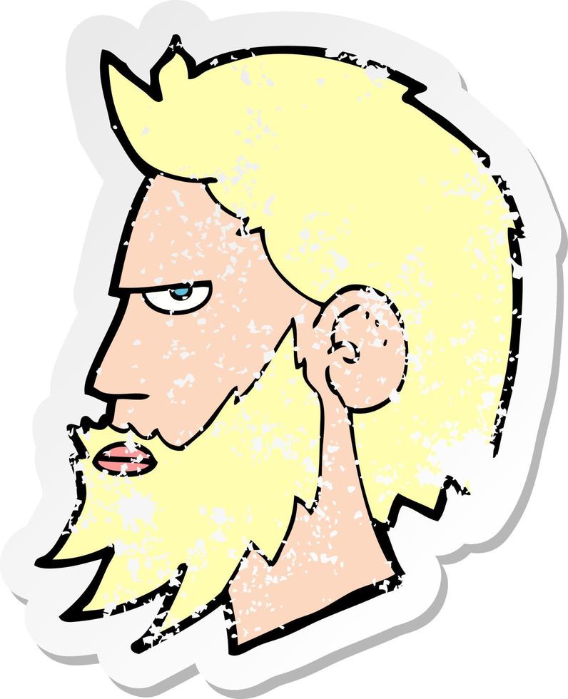 Retro-Distressed-Aufkleber eines Cartoon-Mannes mit Bart vektor