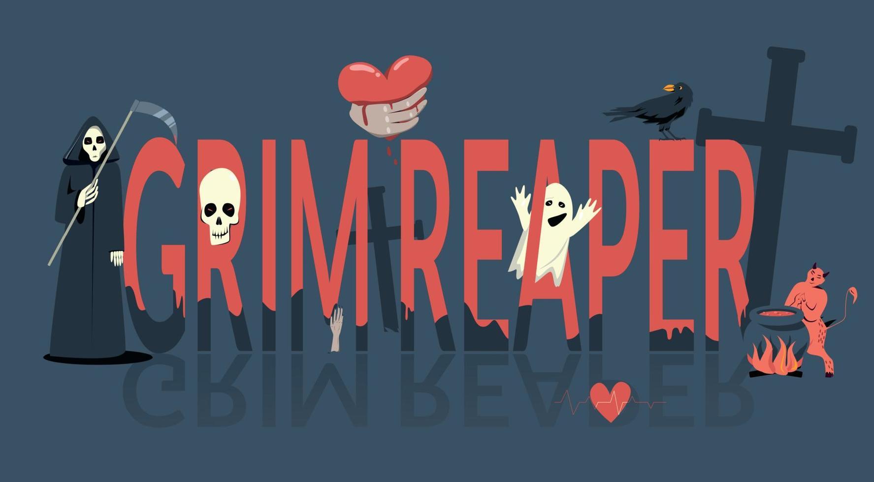 banner med grim reaper text vektor