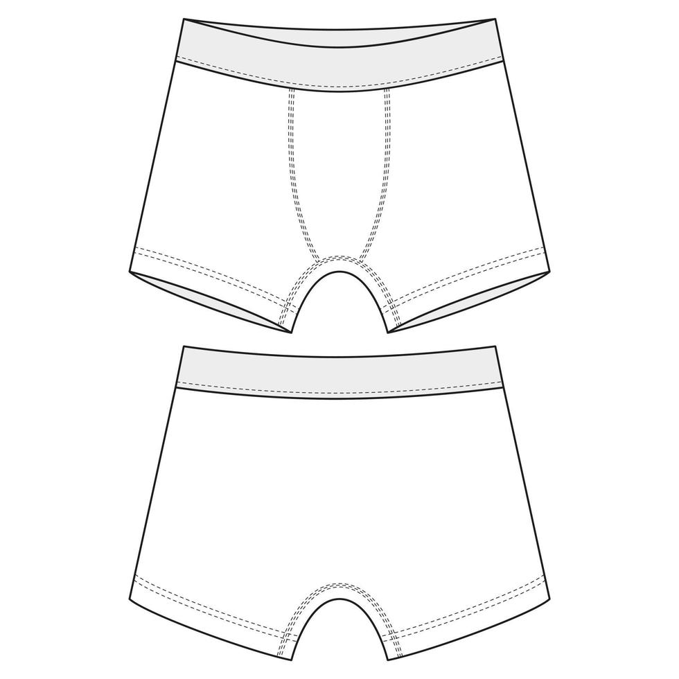 technische skizze kinder boxershorts unterwäsche männer unterhose. vektor