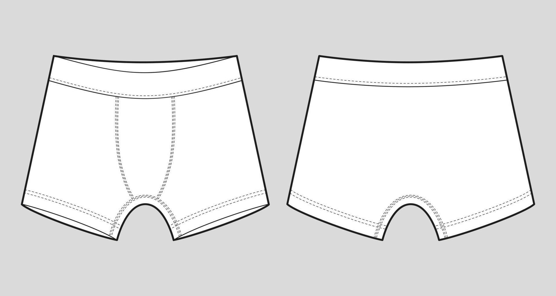 männer unterhosen. technische skizze kinder boxershorts unterwäsche vektor