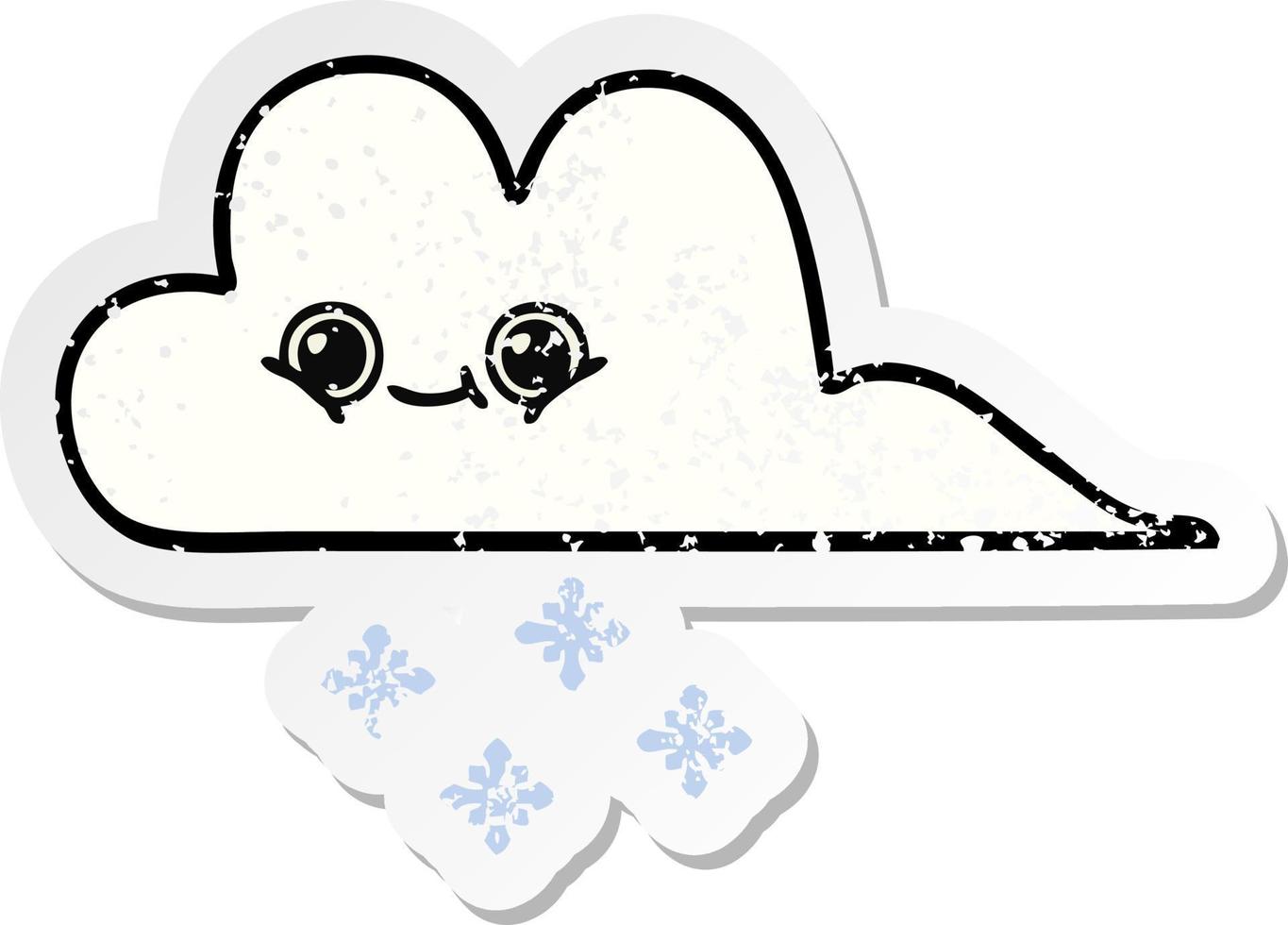nödställda klistermärke av en söt tecknad snömoln vektor