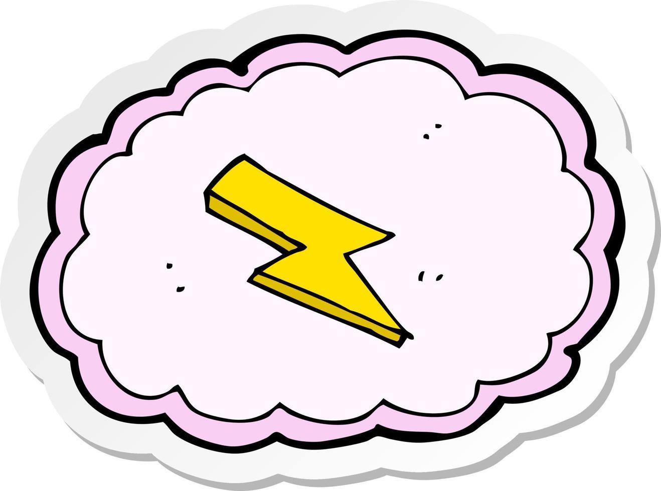 Aufkleber einer Cartoon-Wolke und eines Blitzsymbols vektor