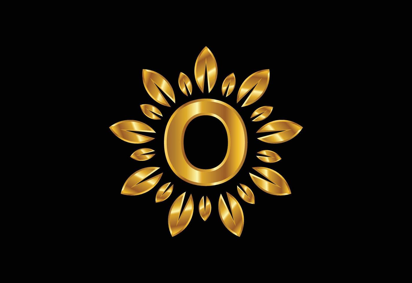 Anfangs-O-Monogramm-Buchstaben-Alphabet mit goldenem Blattkranz. Blumen-Logo-Design-Konzept vektor