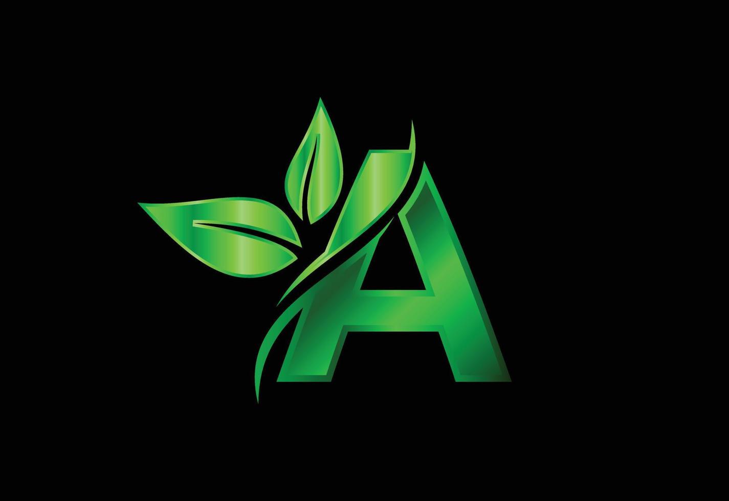 initial ett monogram alfabet med två blad. grönt miljövänligt logotypkoncept. logotyp för ekologiska vektor
