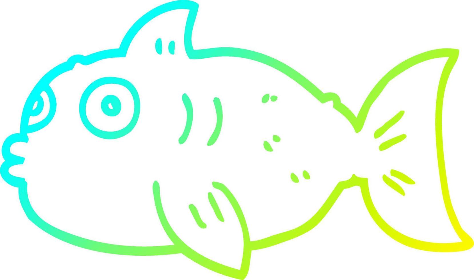 Kalte Gradientenlinie Zeichnung Cartoon überraschte Fische vektor