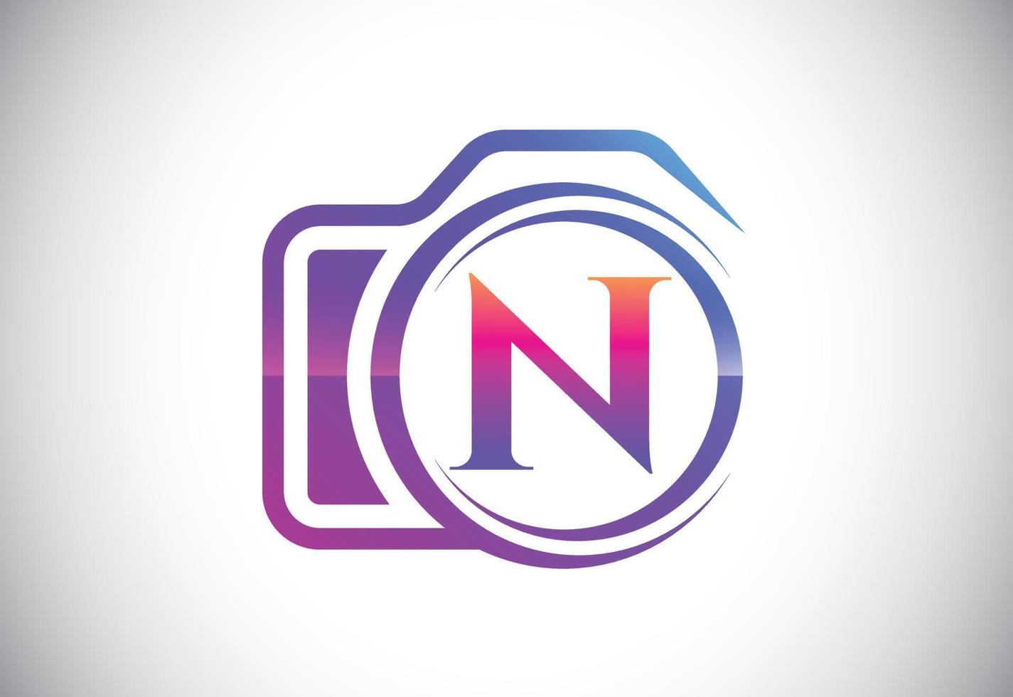 anfänglicher n-monogrammbuchstabe mit einem kamerasymbol. Logo für Fotogeschäft und Firmenidentität vektor