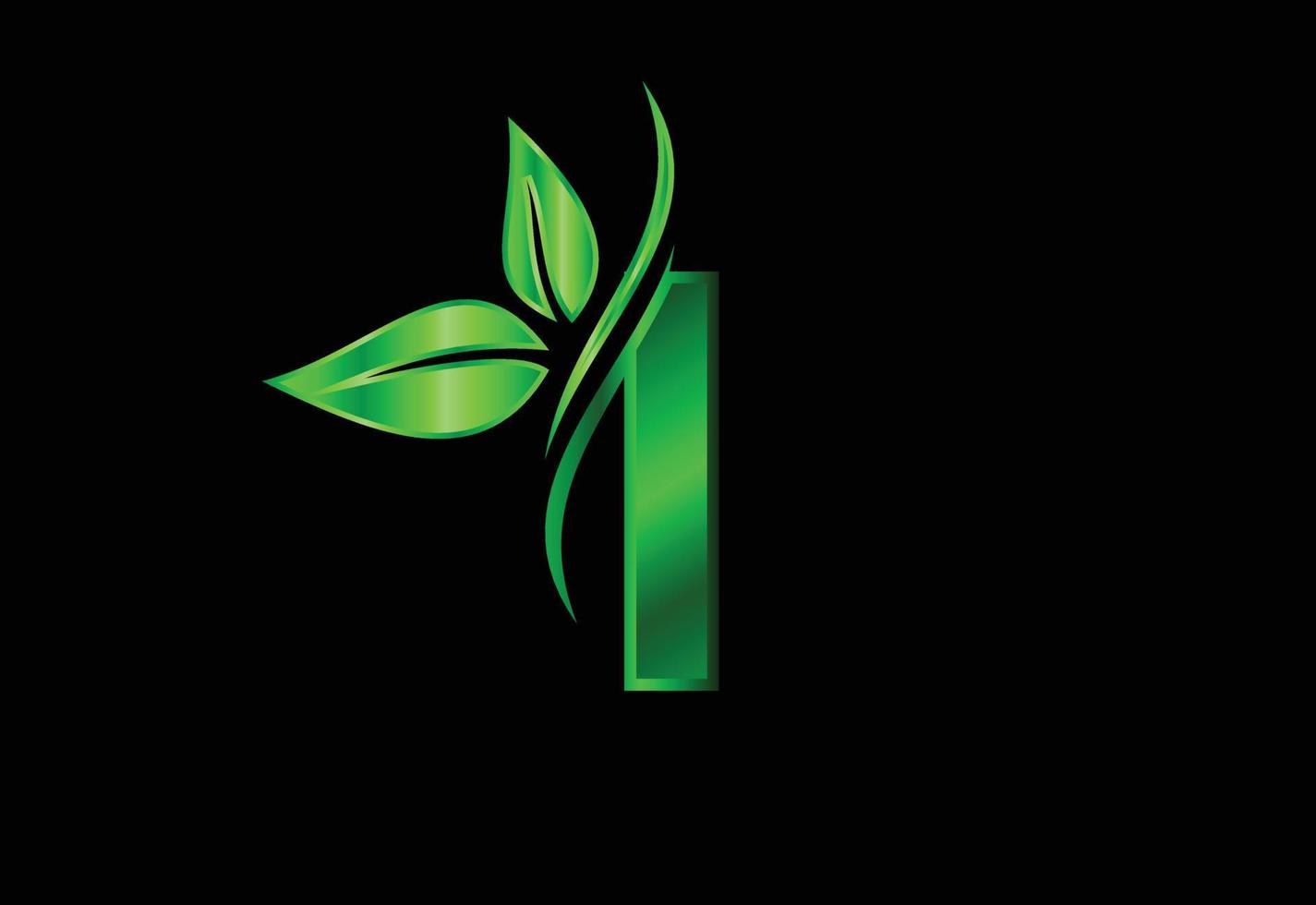 Erstes i-Monogramm-Alphabet mit zwei Blättern. grünes umweltfreundliches logo-konzept. Logo für ökologisch vektor